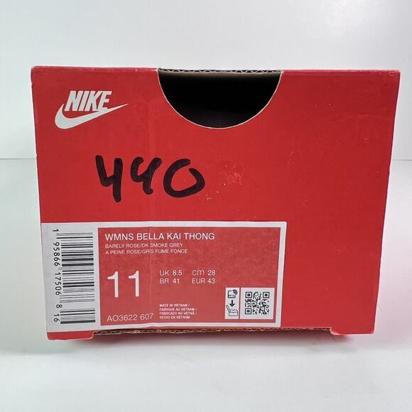 Nike Bella Kai Thong Women 11 Flip-Flop Slide Sandal AO3622 607 Barely Rose/Grey - Picture 8 of 8